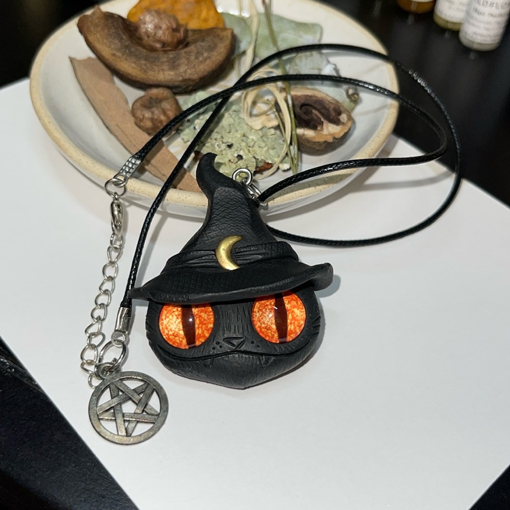 Witch Kitty Halloween Samhain Necklace